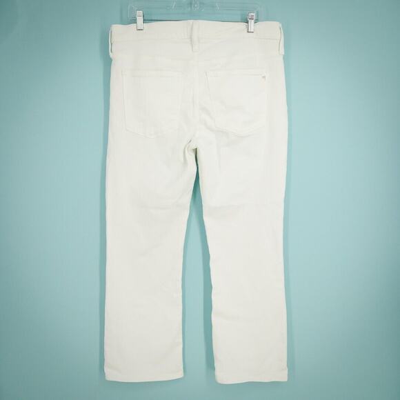 Madewell Size 31 White Mid Rise Kick Out Crop Button Zip Cotton Blend Jeans - Picture 4 of 9